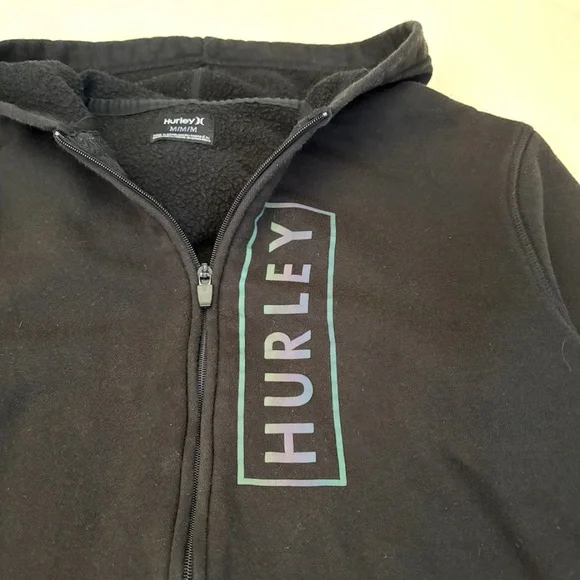 Hurley black full-zip hoodie jacket size medium - Picture 1 of 8